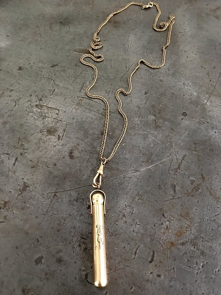 Vintage Gold Retractable Pencil Necklace