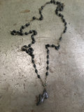 Vintage Black Rosary & Black Shoe Fob Necklace