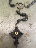 Vintage Carved French Stanhope Rosary Necklace