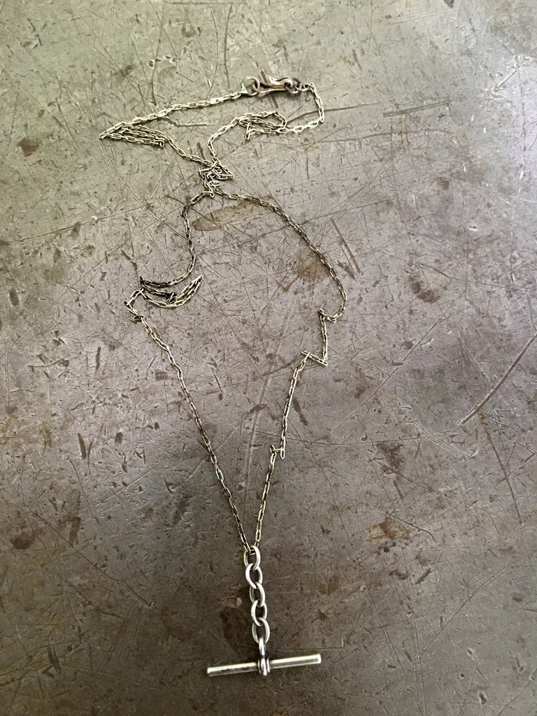 Vintage Silver T-Bar Fob Necklace