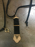 Vintage Black Ribbon Fob & Key Necklace