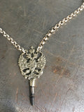 Vintage Silver Crest Ornate Pocket Watch Key on Vintage Silver Chain Necklace