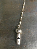 Vintage Sterling Whistle Fob on Vintage Silver Guard Chain Necklace