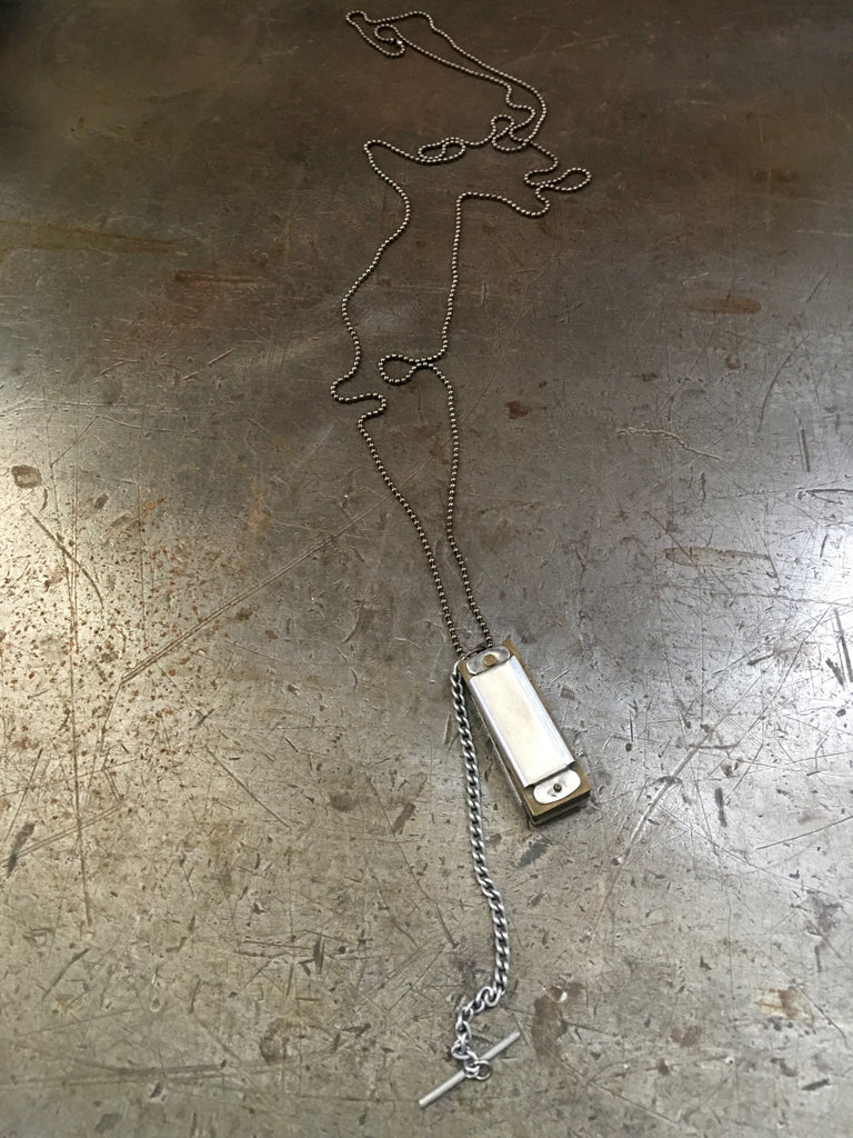 Vintage Mini Harmonica & T-Bar fob Necklace