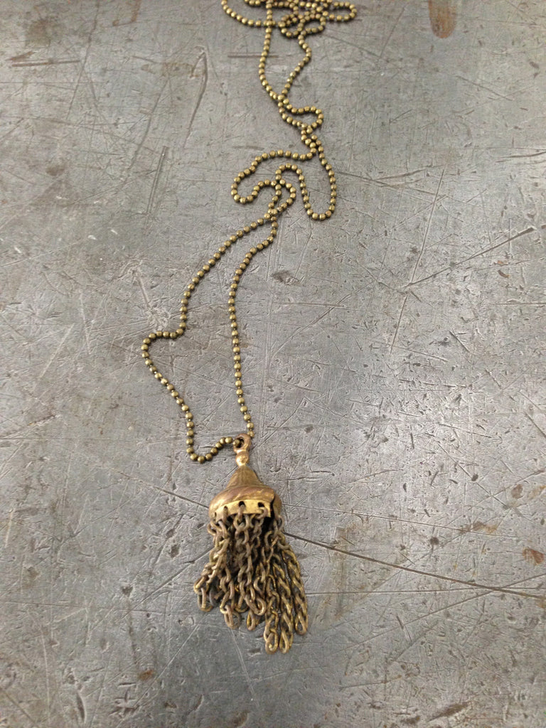 Vintage brass tassel necklace