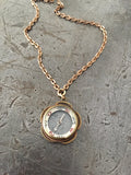 Vintage Gold Double Sided Mini Compass Fob Necklace