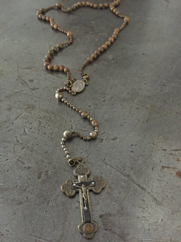 Vintage WW1/WW2 Military Brass Rosary Beads with Catacombe Roma Crucifix