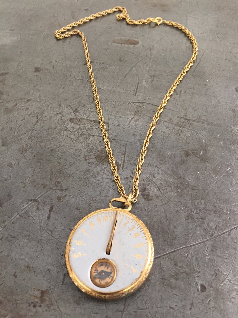 Vintage Girl Scout Sun Dial & Compass Necklace