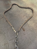 Vintage Silver Chains with Onyx T-Bar Fob Necklace