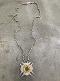Vintage Silver Ornate Compass Fob Necklace