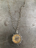 Vintage Sterling 2 Sided Compass & Picture Fob Necklace