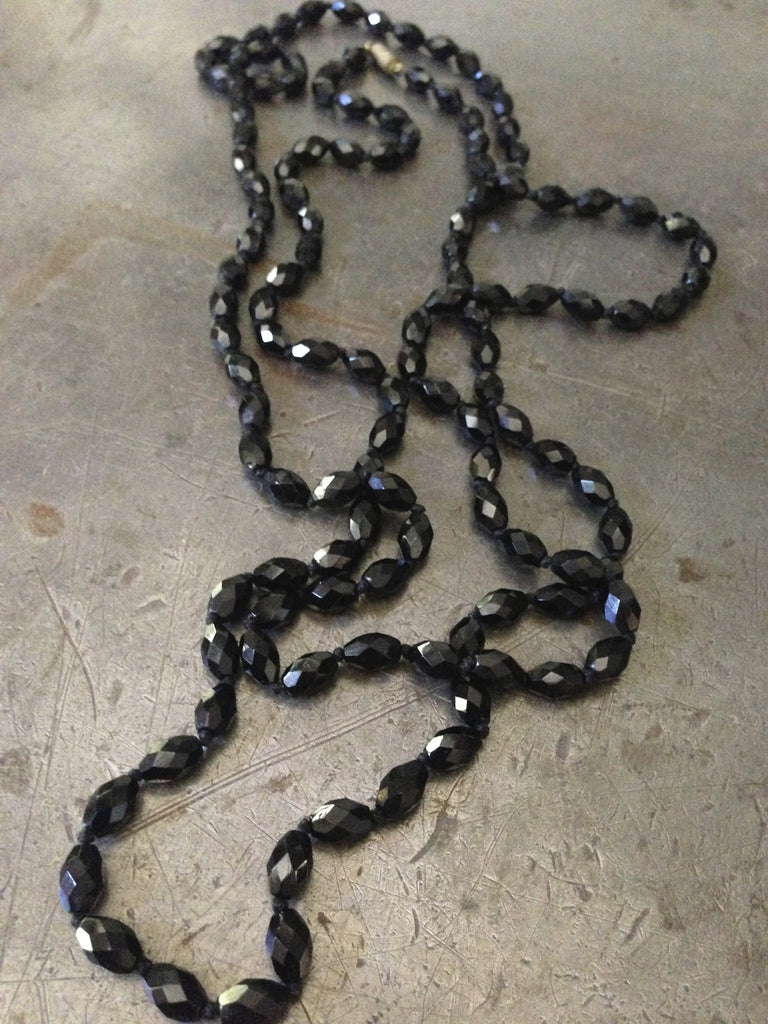 Vintage Jet bead long necklace
