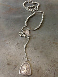 Vintage silver WW1/WW2 military issue Rosary bead necklace with sterling religious charm