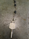 Vintage Silver Watch Maker Key & Rosary Necklace