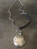 Vintage Silver US Military Compass & Leather Necklace