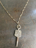 Vintage Silver Watch Maker Pocket Watch Key on Silver Link Chain Necklace