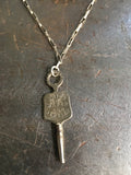 Vintage Silver Watch Maker Pocket Watch Key on Silver Link Chain Necklace