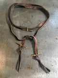 Brown Leather Wrap With Vintage Gold T-Bar Fobs