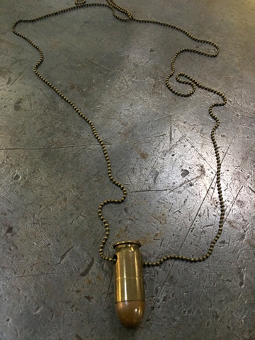 Vintage Brass Military Bullet Necklace
