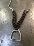 Vintage Leather Horseshoe Fob Necklace