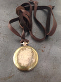 Vintage Gold Pocket Watch Necklace With Amber Crystals