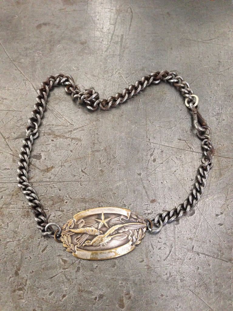 Vintage WW1 silver metal dogtag necklace