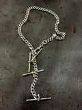 Vintage Sterling 4 T-Bar Fob Chain Necklace