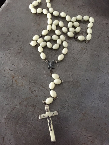 Vintage Long "Glow" In the Dark Rosary Bead Necklace