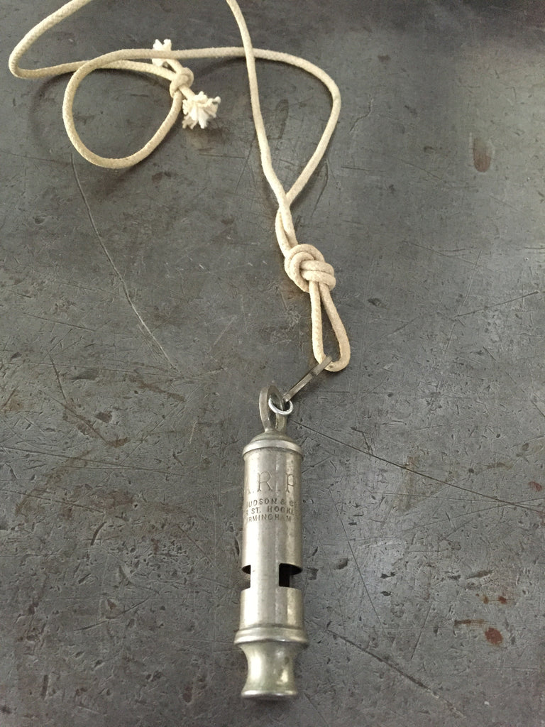 vintage ARP Birmingham whistle on vintage rope necklace