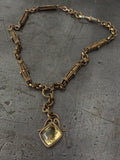 Vintage Victorian Yellow Stone Fob Necklace