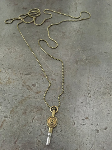 Vintage Brass #8 Pocket Watch Key Necklace