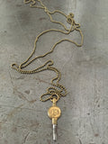 Vintage Brass #5 Pocket Watch Key Necklace