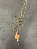 Vintage Brass #4 Pocket Watch Key Necklace