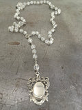 Vintage Victorian Sterling Fob & Crystal Necklace