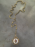 Vintage Brass Military Rosary Beads & Indian Head Fob Necklace